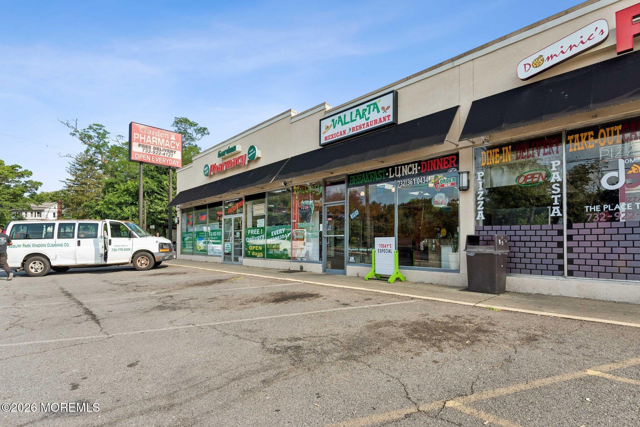 A number of very busy businesses are located in this very established location.